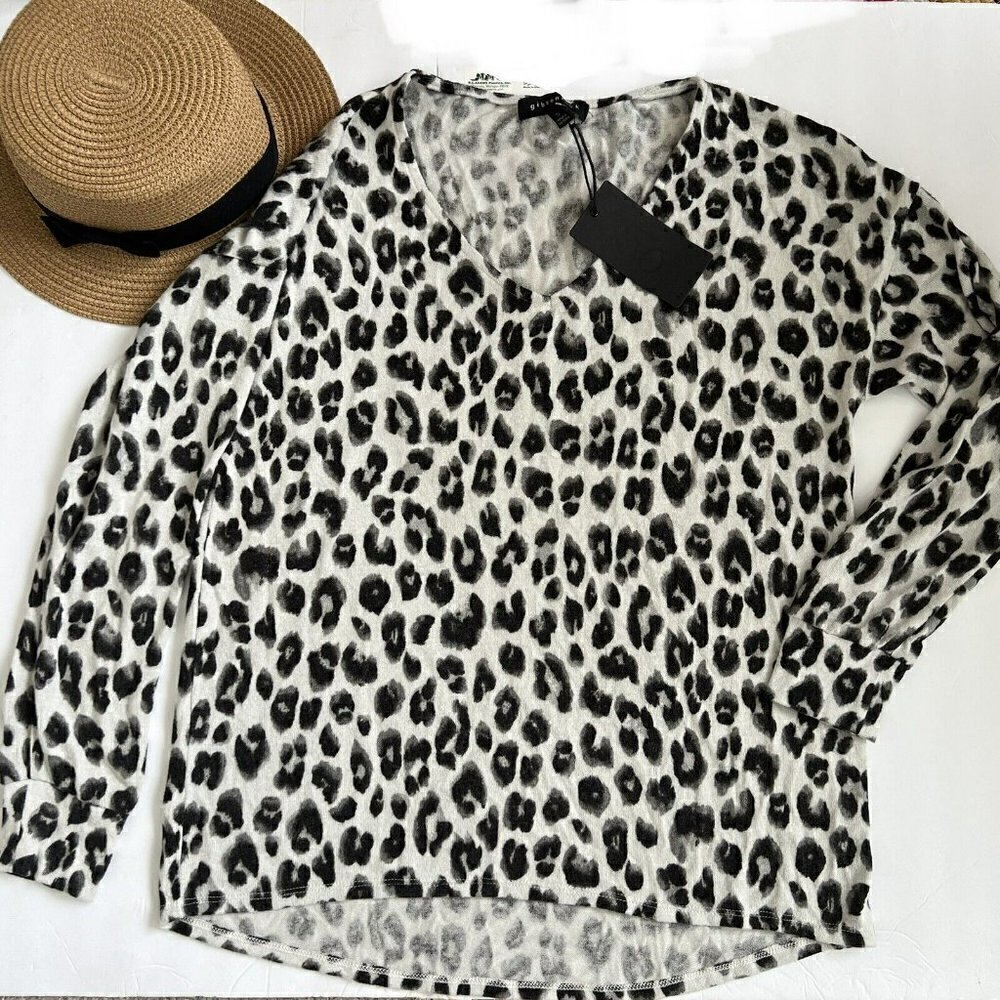 NEW GIBSONLOOK Animal Print Fleece Sweater Top SMALL boho chic - Picture 5 of 11
